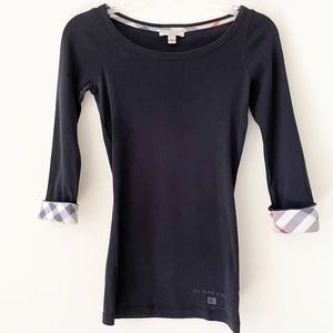 Burberry Quarter Sleeve Black Top Size XS